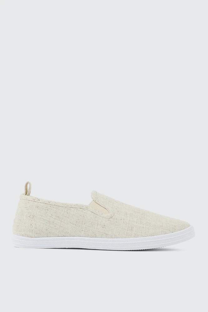 Ardene Recycled Hem Slip On Sneakers in Beige | Size | Eco-Conscious