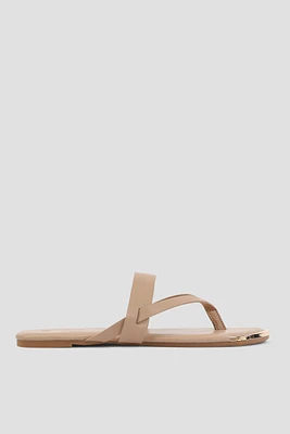 Ardene Accent Toe Strappy Sandals in Beige | Size | Faux Leather
