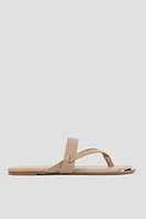 Ardene Accent Toe Strappy Sandals in Beige | Size 9 | Faux Leather