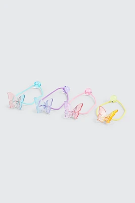 Ardene Kids 4-Pack Butterfly Hair Ties in Medium Purple