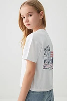 Ardene Kids Boxy Graphic T-Shirt in White | Size | 100% Cotton