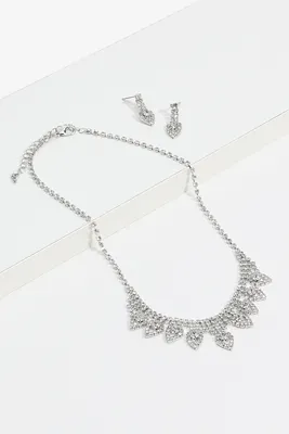 Ardene Drop Necklace and Earrings Set in Silver | Stainless Steel