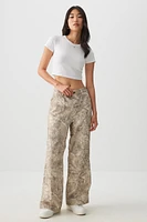 Ardene Camo Mid Rise Carpenter Pants in Beige | Size | 100% Cotton