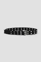 Ardene Eyelet Belt in Black | Size | Polyester/Nylon/Cotton