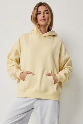 Ardene Oversized Destination Hoodie in Light Yellow | Size | Polyester/Cotton | Fleece-Lined