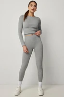 Ardene Seamless Crop Long Sleeve T-Shirt in | Size | Polyester/Nylon/Elastane | Eco-Conscious
