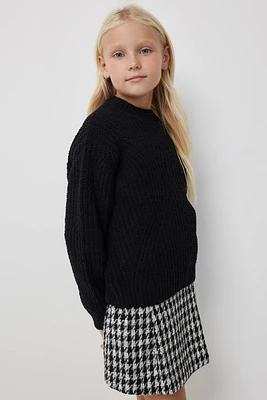 Ardene Crew Neck Chenille Sweater in Black | Size | Polyester/Nylon