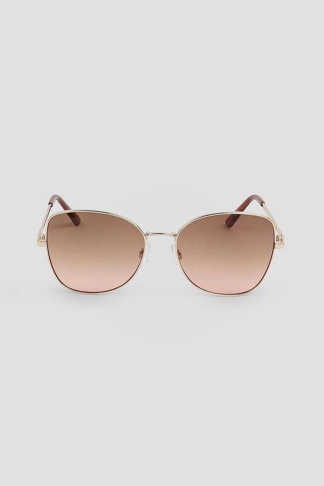 Ardene Braided Temple Sunglasses in Brown