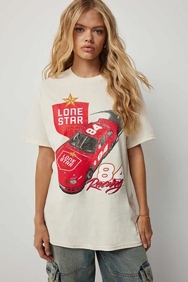 Ardene Lonestar Racer T-Shirt in Beige | Size Small | 100% Cotton
