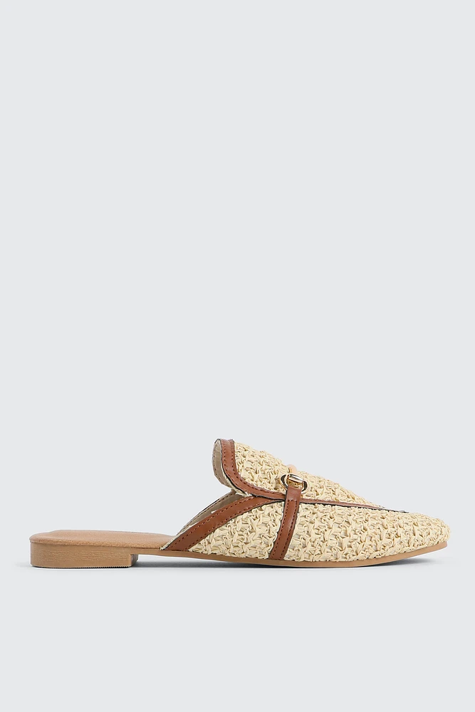 Ardene Raffia Loafer Mules in Beige | Size