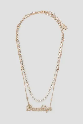 Ardene Two-Row Brooklyn Stone Necklace in Gold
