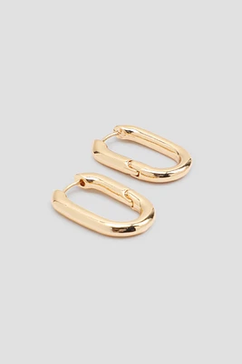 Ardene Rectangular Puff Hoops in Gold | Stainless Steel