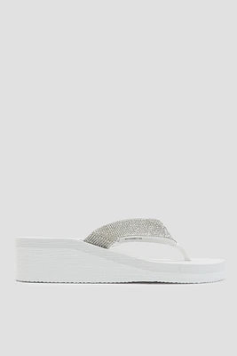 Ardene Crystal Wedge Flip-Flops Sandals in | Size