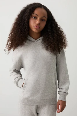 Ardene Kids Solid Hoodie in Grey | Size | Polyester/Cotton | Fleece-Lined