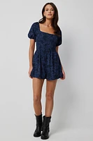 Ardene Milkmaid Romper in Dark Blue | Size | Polyester/Spandex