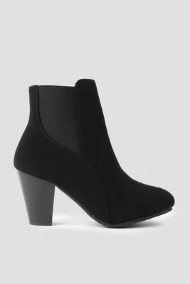Ardene Cone Heel Chelsea Boots in Black | Size | Faux Suede