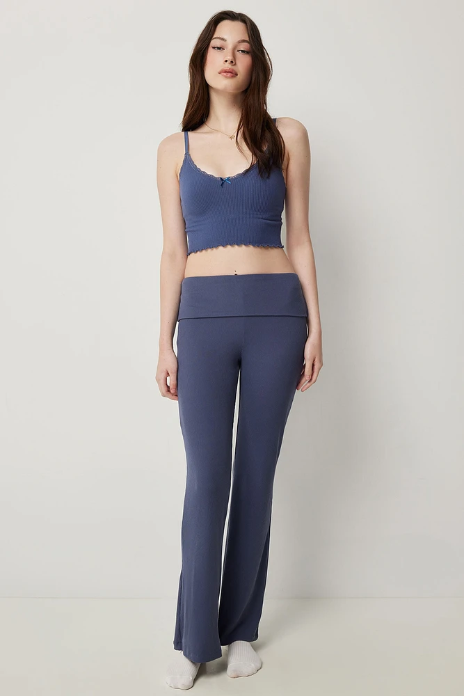 Ardene Super Soft Flare PJ Pants in Dark Blue | Size | Polyester/Spandex | Eco-Conscious