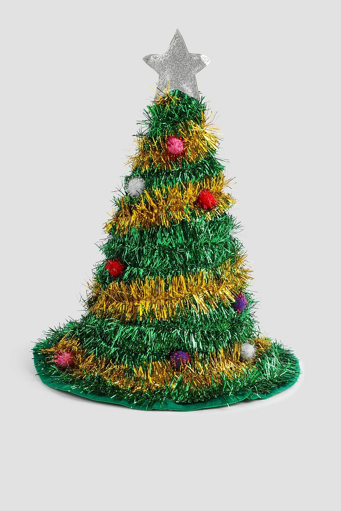 Ardene Festive Tree Hat in Dark Green