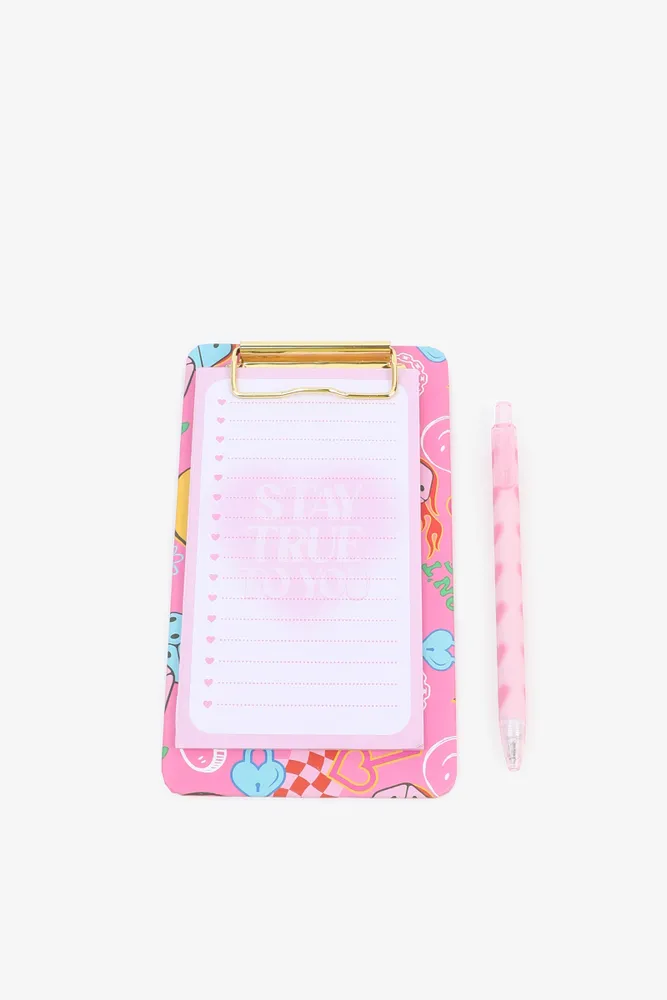 Ardene Stay True to You Clipboard Set in Pink