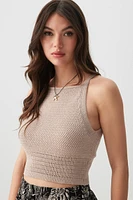 Ardene Crochet Like Sweater Tank in Beige | Size | 100% Cotton