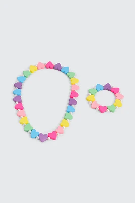 Ardene Kids Heart Necklace & Bracelet Set