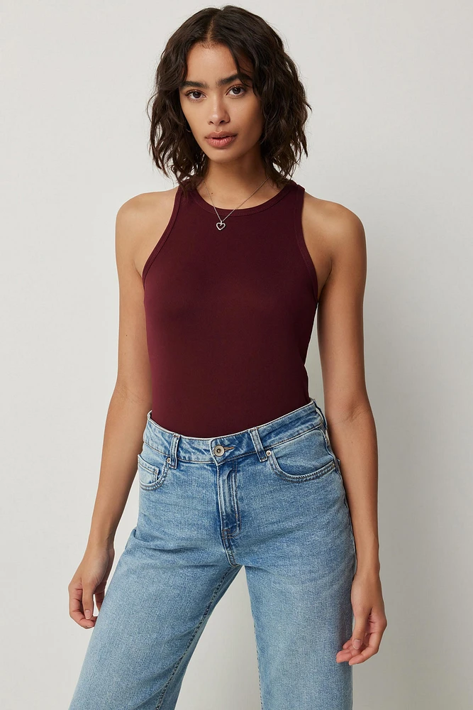 Ardene Basic Super Soft High Neck Tank in Burgundy | Size | Polyester | Eco-Conscious