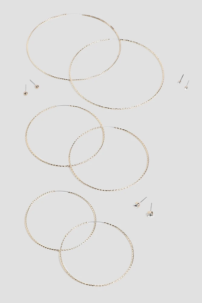 Ardene 6-Pack of Hoop and Stud Earrings in Gold | Stainless Steel