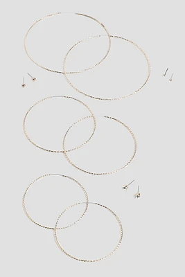 Ardene 6-Pack of Hoop and Stud Earrings in Gold | Stainless Steel