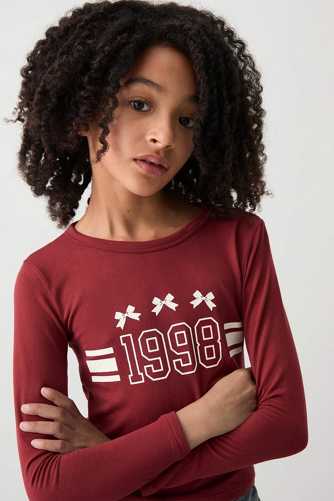 Ardene Kids Graphic Long Sleeve T-Shirt in | Size | Polyester/Spandex