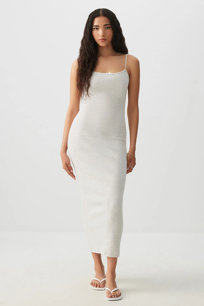Ardene Striped Maxi Dress in Light Grey | Size | Spandex/Cotton