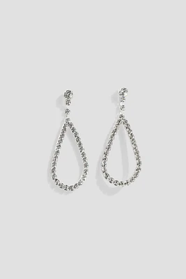 Ardene Rhinestone Teardrop Earrings in Silver | Stainless Steel