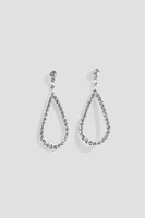 Ardene Rhinestone Teardrop Earrings in Silver | Stainless Steel