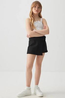 Ardene Kids French Terry Wrap Skort in Black | Size | Polyester/Cotton | Eco-Conscious