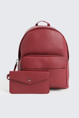 Ardene Faux Leather Backpack in Burgundy | 100% Recycled Polyester/Faux Leather | Eco-Conscious