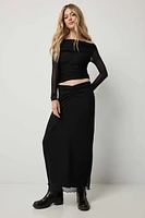 Ardene Maxi Mesh Skirt in Black | Size | Polyester/Spandex