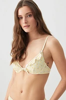 Ardene Bikini Top with Frills & Bow in Light Yellow | Size | Polyester/Nylon/Spandex | Microfiber