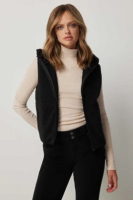 Ardene Hooded Sherpa Vest in | Size | Polyester