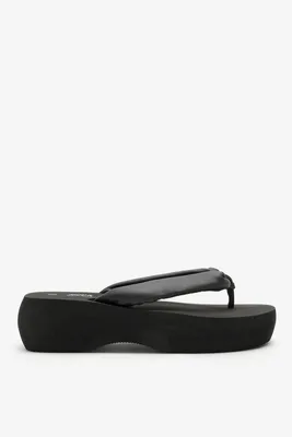 Ardene Puffer Platform Flip-Flops Sandals in Black | Size