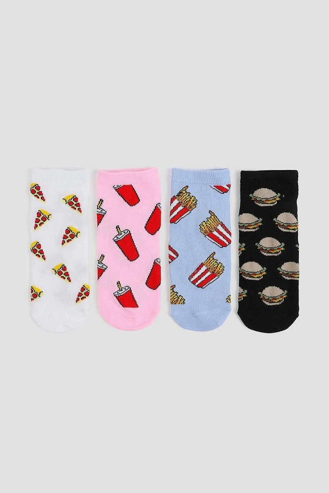 Ardene 4-Pack Fast Food Ankle Socks | Polyester/Spandex