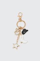 Ardene Western Charms Keychain in Gold