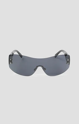 Ardene Oversized Rimless Shield Sunglasses in Black