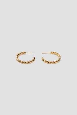 Ardene Stainless Steel Twisted Hoop Earrings in Gold