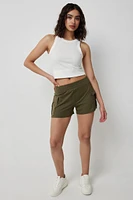 Ardene Super Soft Cargo Shorts in Dark Green | Size | Polyester/Spandex