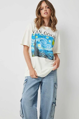 Ardene Van Gogh Graphic T-Shirt in White | Size