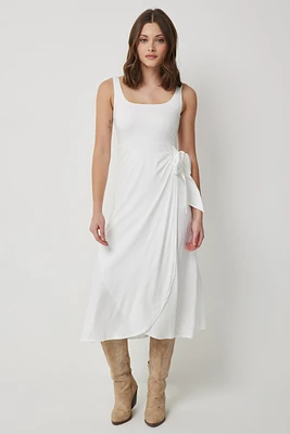 Ardene Super Soft Midi Wrap Dress in White | Size | Polyester/Elastane | Eco-Conscious