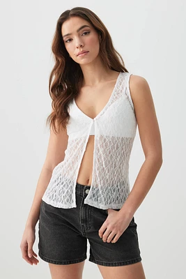 Ardene Lace Sleeveless Top in White | Size | Elastane/Polyamide