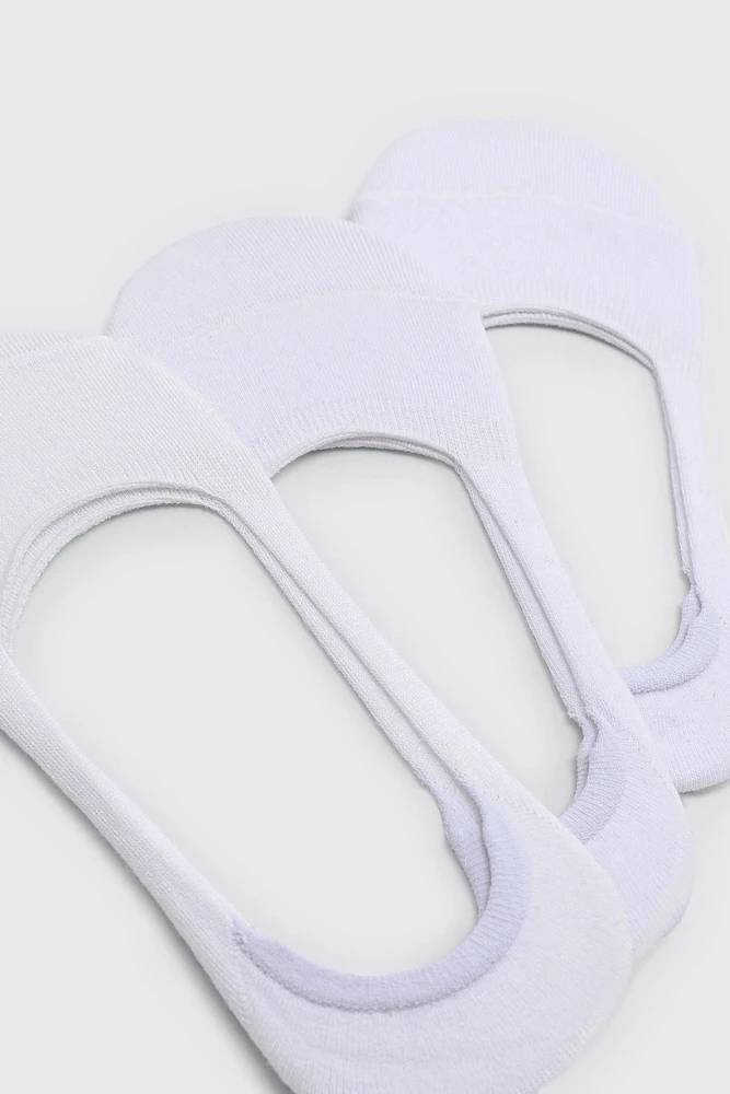 Ardene 3-Pack of Cotton Shoe Liners in White | Polyester/Cotton/Elastane