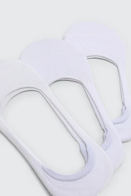 Ardene 3-Pack of Cotton Shoe Liners in White | Polyester/Cotton/Elastane
