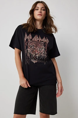 Ardene Oversized Def Leppard T-Shirt in Black | Size | 100% Cotton