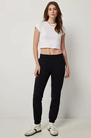 Ardene Slim Fit Sweatpants in Black | Size | Polyester/Cotton | Fleece-Lined